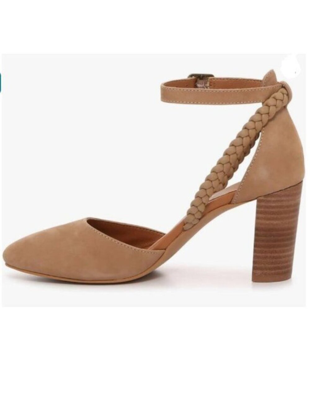 Wansseny Brown Round Toe Braided Strap Stacked Chunky High Heel Ankle Strap Pump